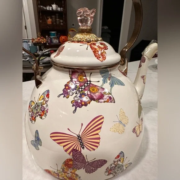 MacKenzie-Childs Butterfly Garden 3 quart Tea Kettle (Never used!) - Picture 15 of 16